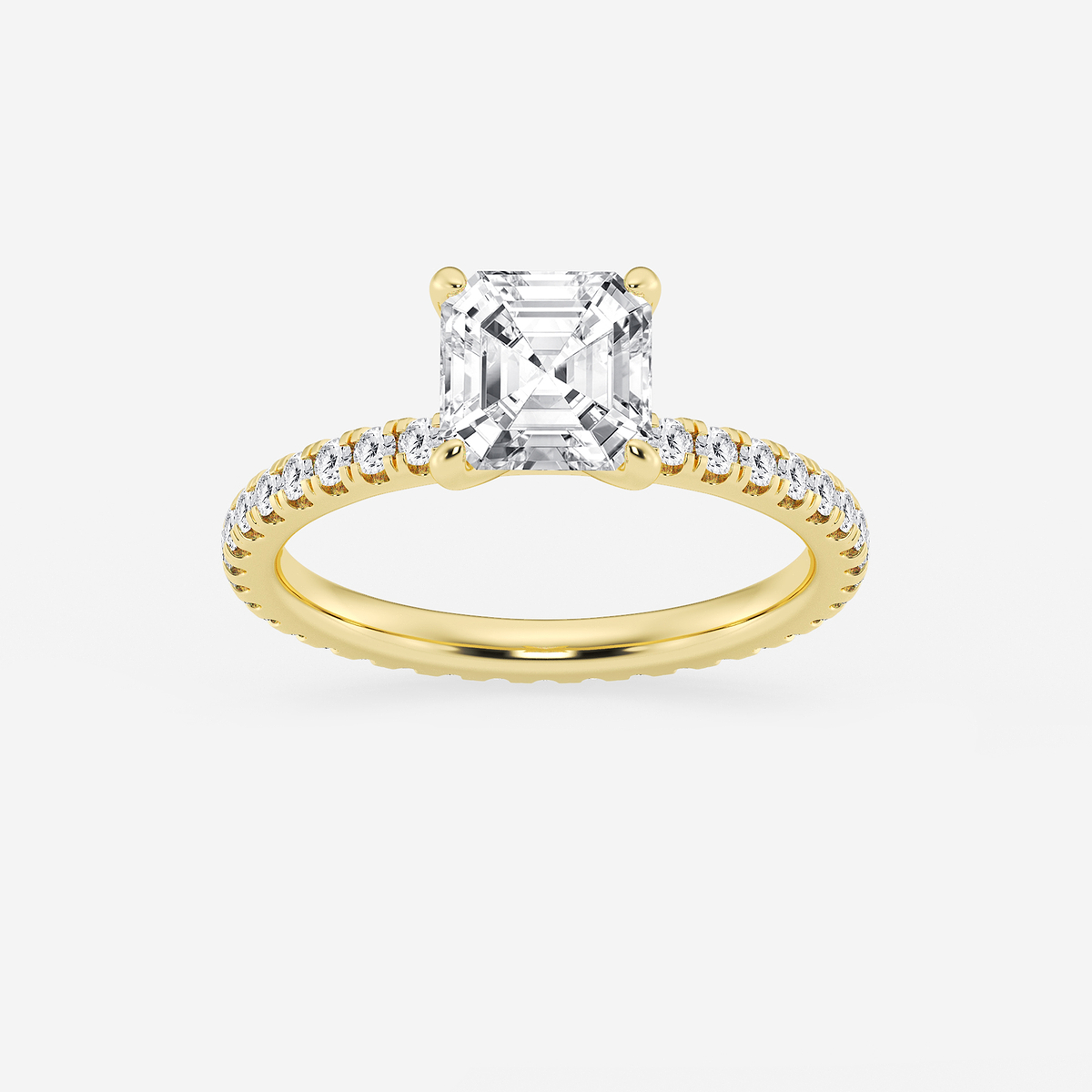 2 ctw Asscher Lab Grown Diamond Eternity Engagement Ring